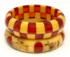 SZ6 Shultz red prystal with corn bakelite checkerboard bangle